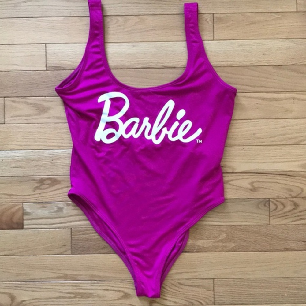 magenta “barbie” bathing suit one piece